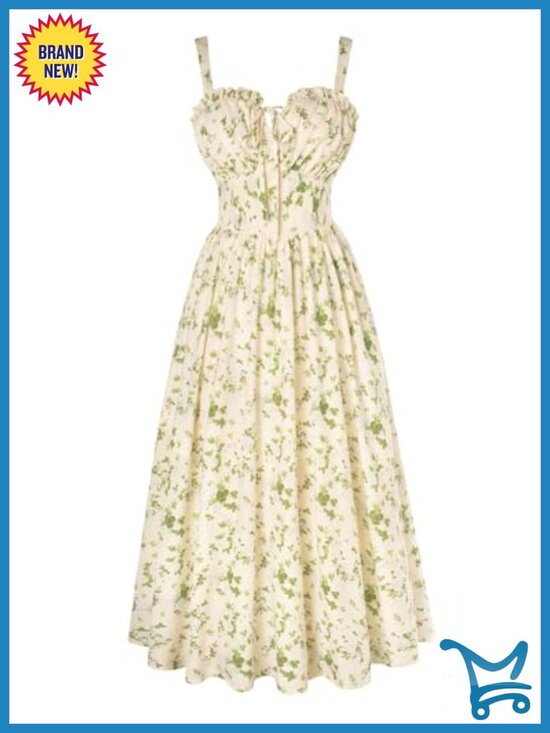 Dresses & Skirts - Floral Corset Dress with Pockets Adjustable Straps